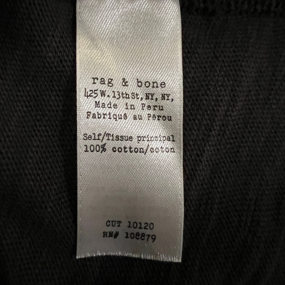 Rag & Bone Men's 100% Cotton Charcoal Gray Henley Shirt- Size S - Picture 7 of 8